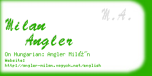 milan angler business card